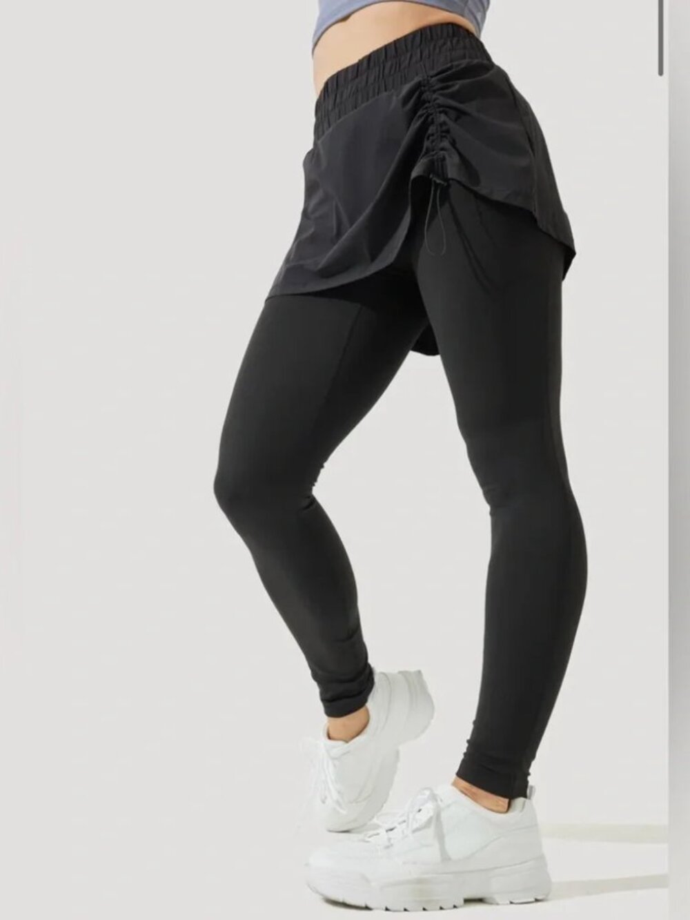 POPFLEX Bungee Sklegging Womens Large Black 27" Skirted Ankle Yoga Pants